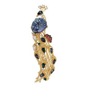 Smithsonian Institution Rhinestone Replica Peacock Brooch